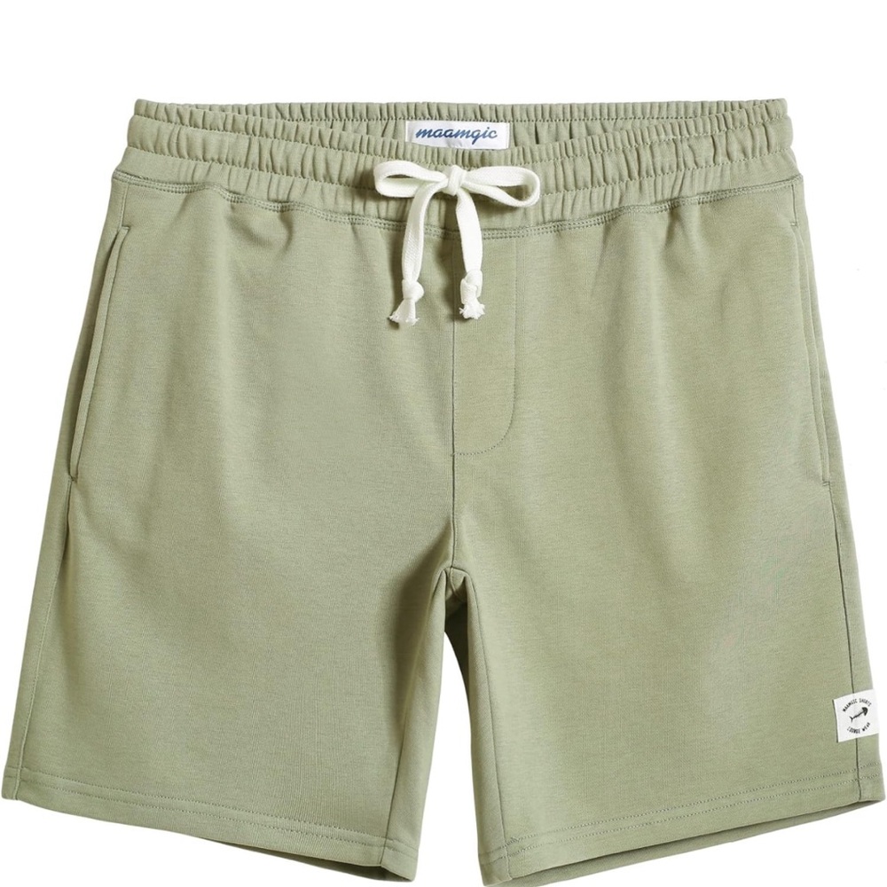 maamgic Mens Sweat Shorts 7" Above Knee Shorts Lounge Shorts with Zipper Pockets